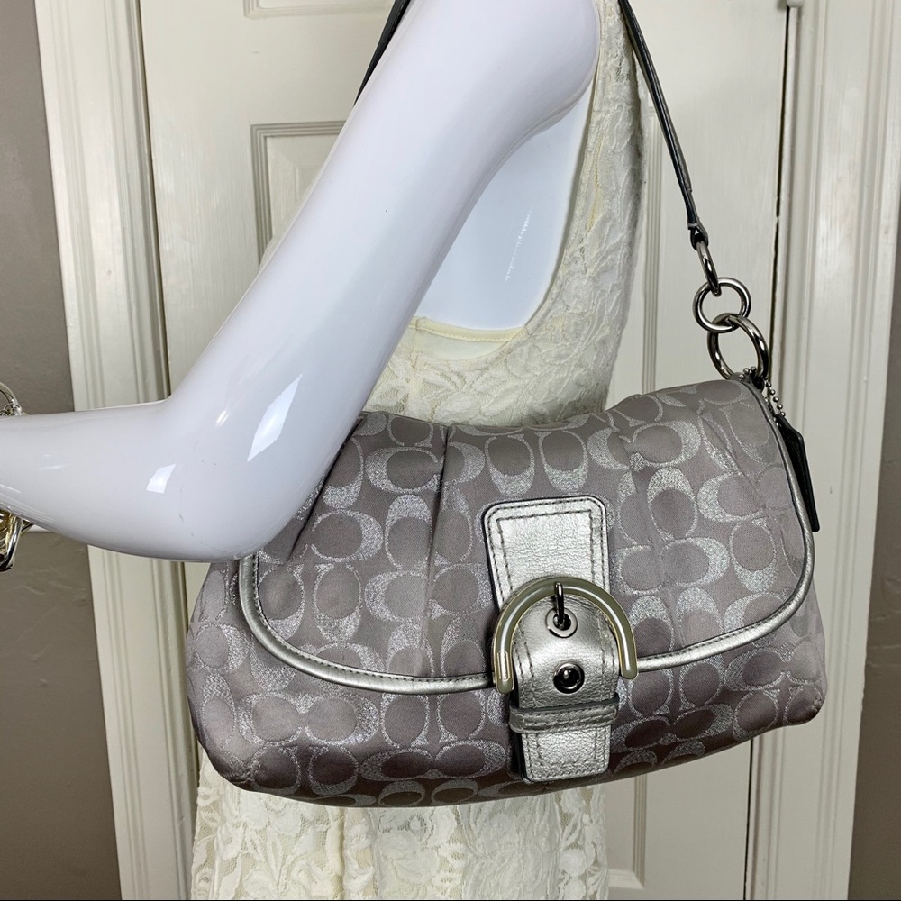 -2020Sale- Coach Soho Silver Shimmer Canvas